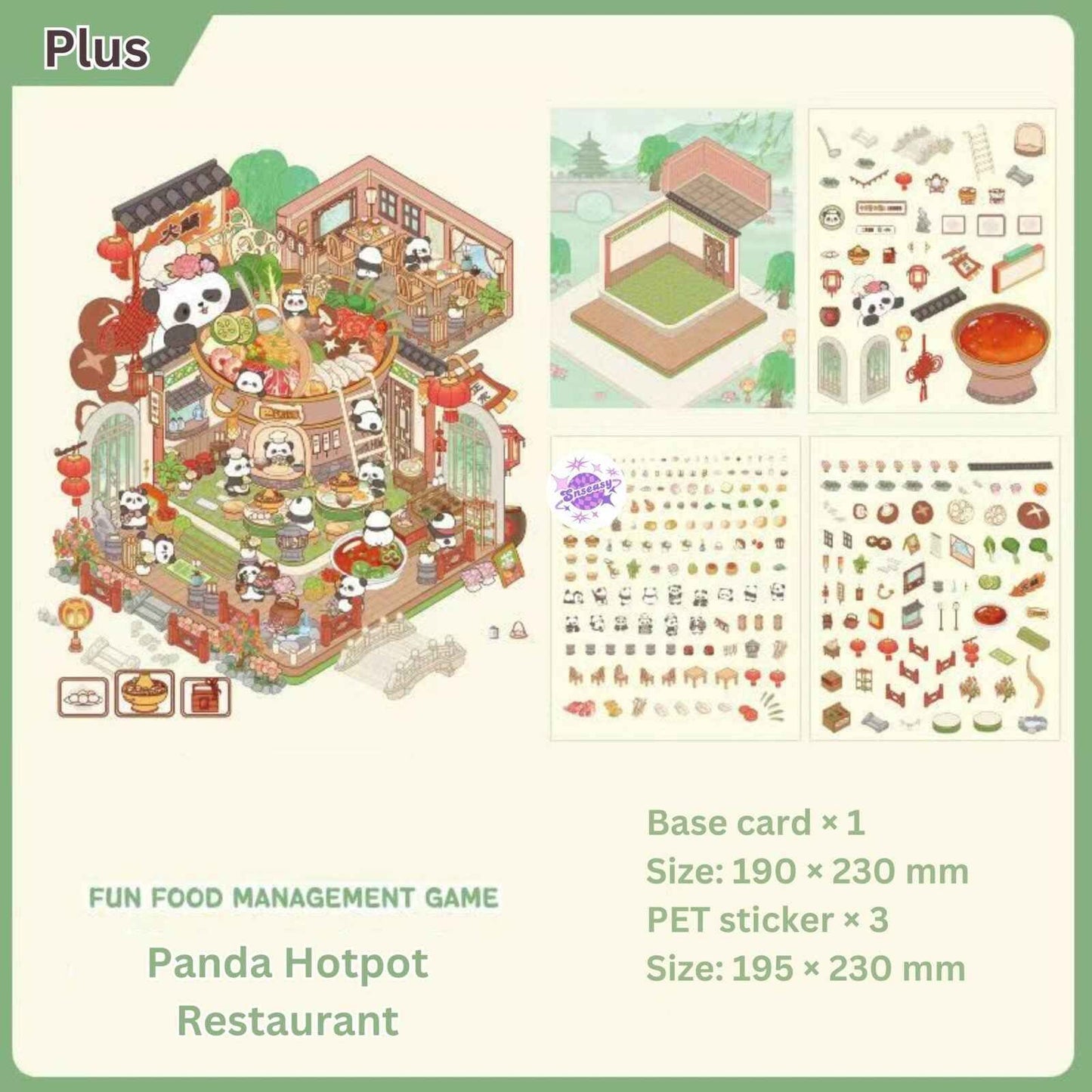 Simulation Business 2.0 Plus– 3D Miniature Sticker Scenes - 4 Theme Sets: Panda Hotpot Restaurant | Kitten Burger Shop | Piggy Dim Sum Shop | Puppy Convenience Store