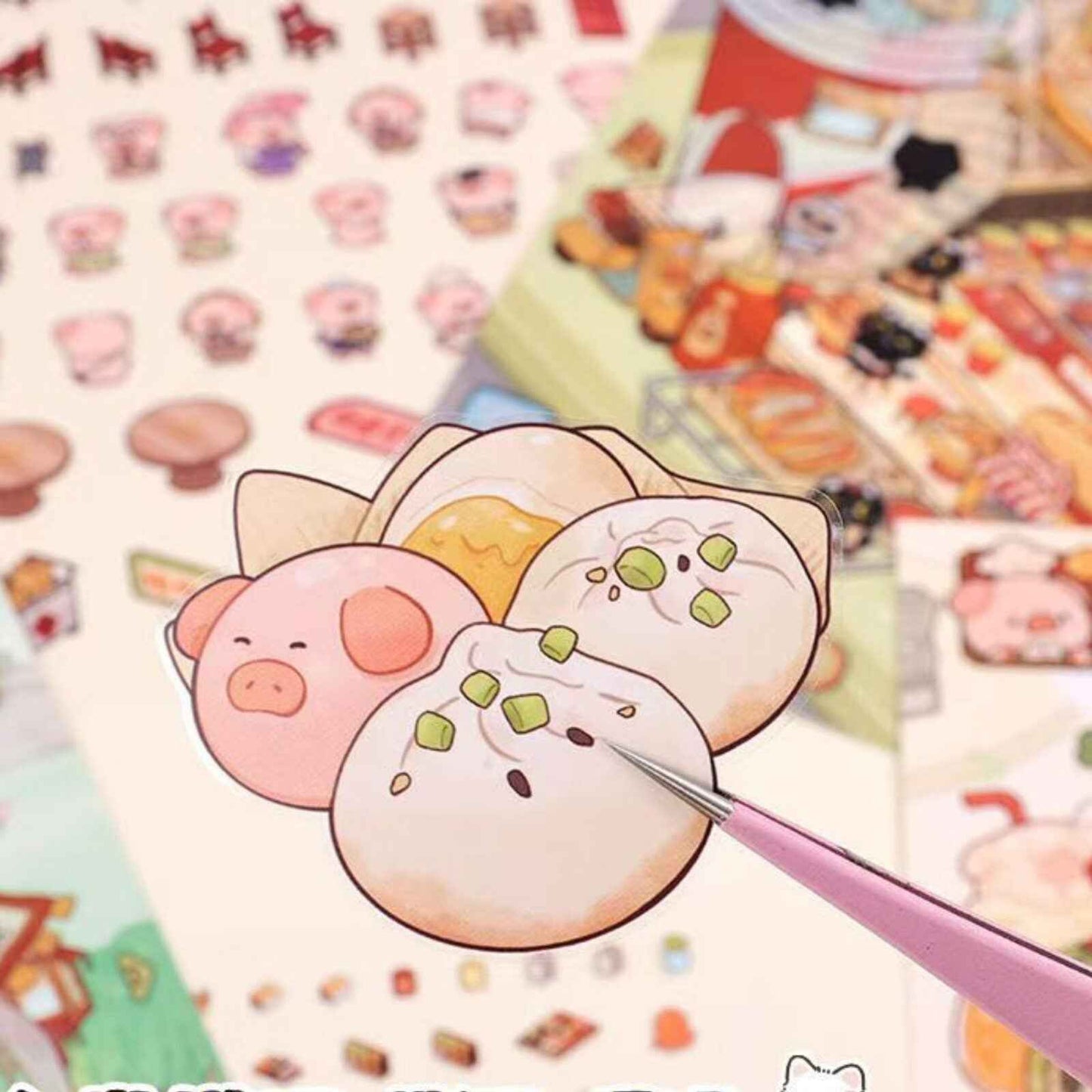 Simulation Business 2.0 Plus– 3D Miniature Sticker Scenes - 4 Theme Sets: Panda Hotpot Restaurant | Kitten Burger Shop | Piggy Dim Sum Shop | Puppy Convenience Store