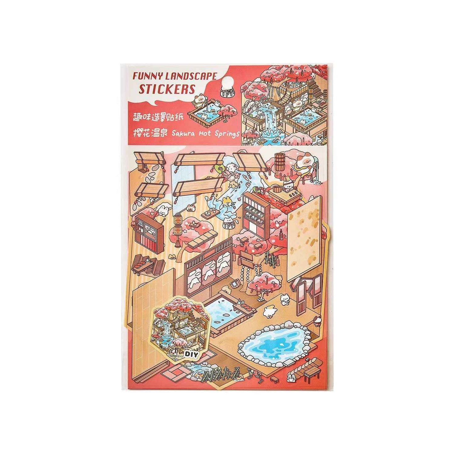 Magical Party 2.5D – 3D Miniature Sticker Scenes - 4 Theme Sets: Snowy World | Amusement Park | Magical Party | Sakura Hot Springs
