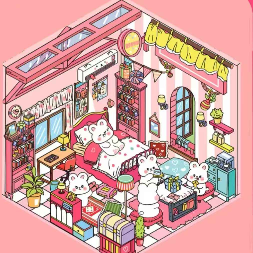Cute Animal Creative Themes 2.0+3.0 – 3D Sticker Scenes - 10 Theme Sets: Capybara Toy Store | Duckling Paradise | Magic Library | Little Monster Record Shop | Little Bedroom | Little Living Room | Arcade | Magic House | Christmas | Panda Tea House