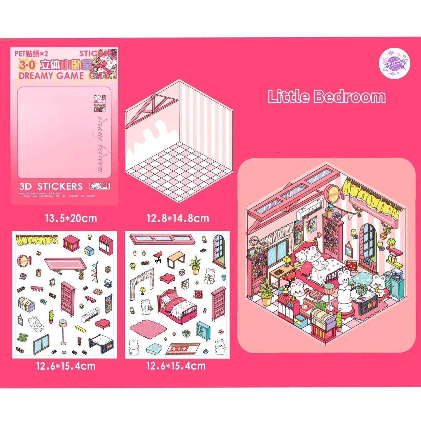 Cute Animal Creative Themes 2.0+3.0 – 3D Sticker Scenes - 10 Theme Sets: Capybara Toy Store | Duckling Paradise | Magic Library | Little Monster Record Shop | Little Bedroom | Little Living Room | Arcade | Magic House | Christmas | Panda Tea House