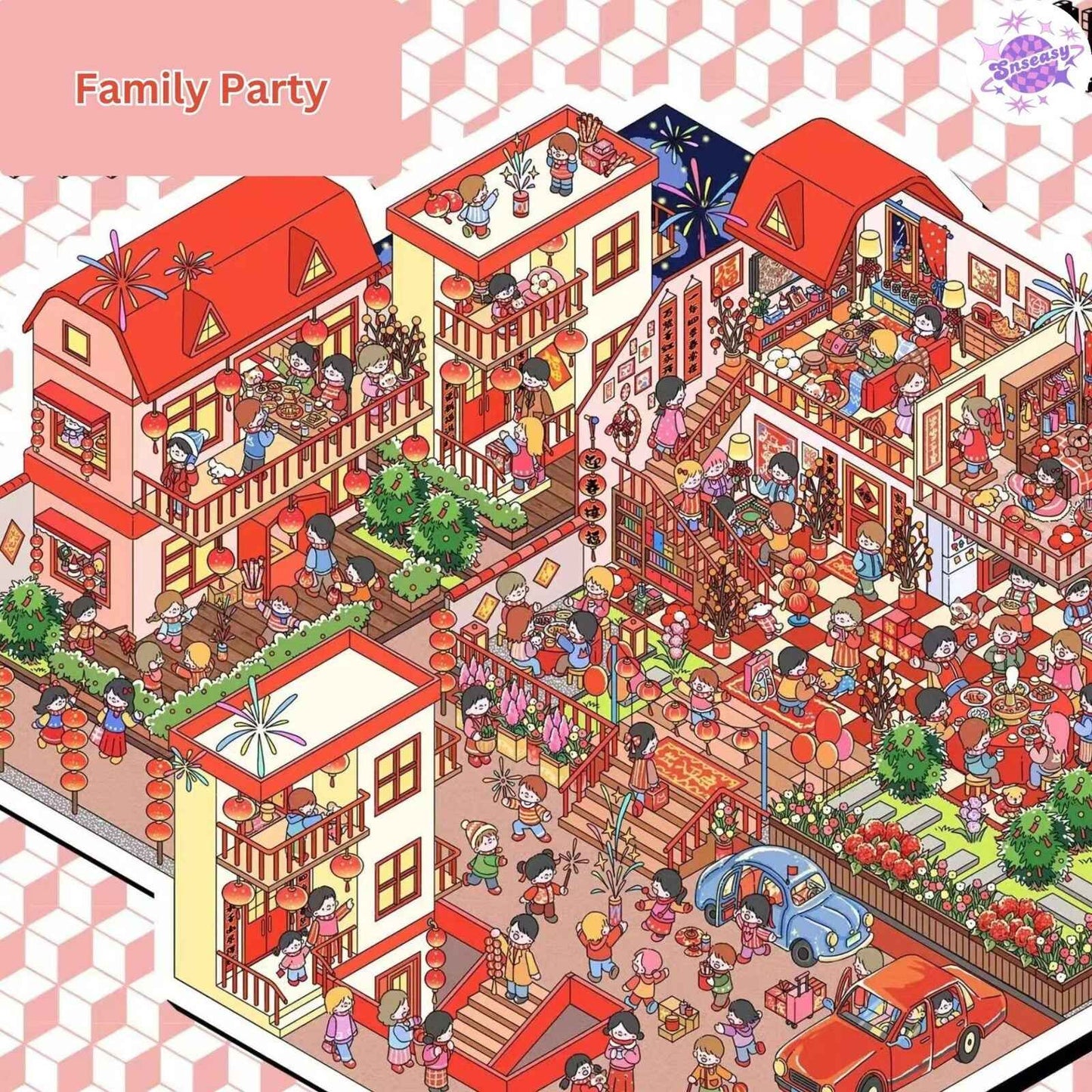 Holiday Series Plus – 3D DIY Sticker Scenes - 2 Theme Sets: Family Party | Beach Vacation | Snseasy