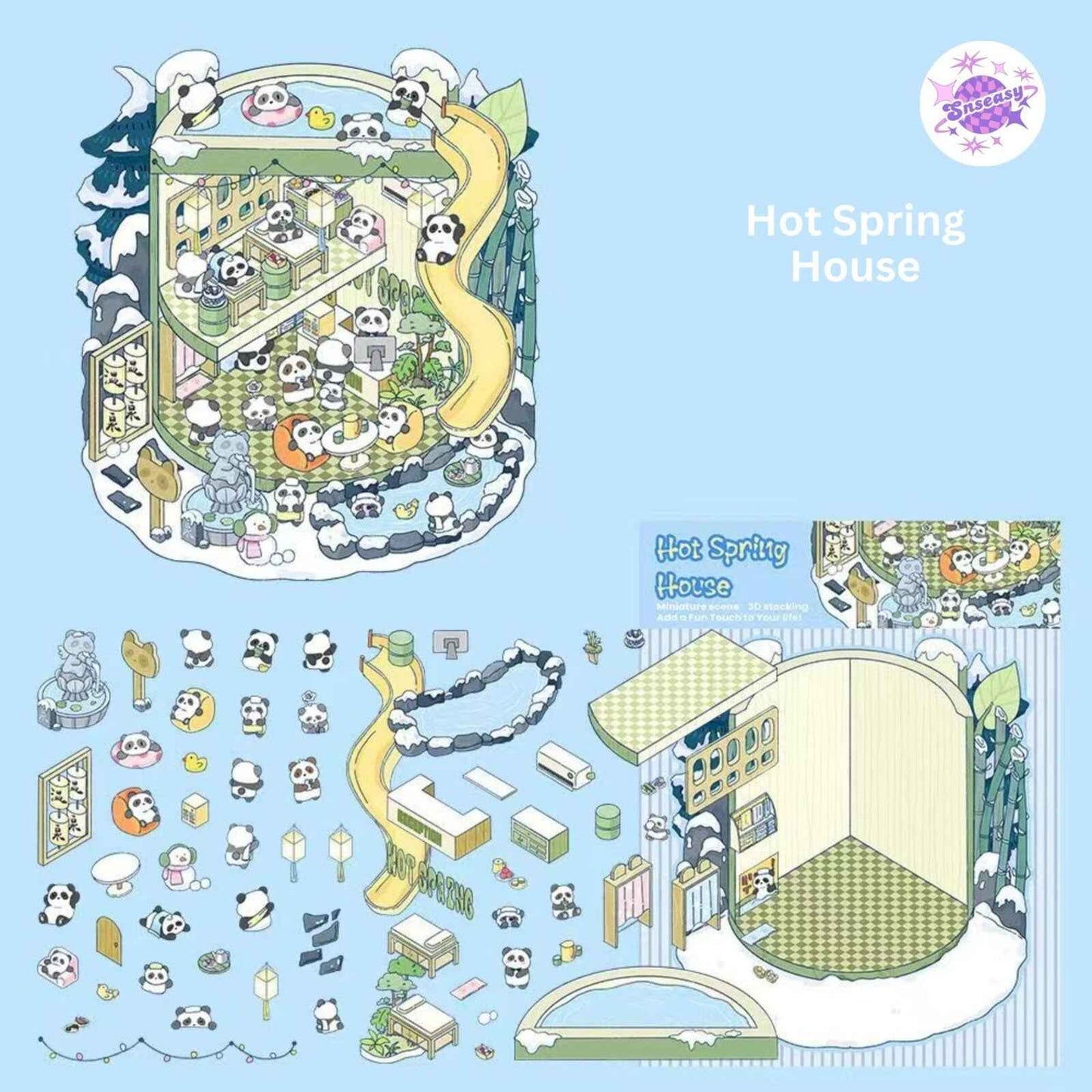 Cute Animal 8.0 – 3D Sticker Scenes - 6 Theme Sets: Health Club | Sunken Treasure | Reunion New Year | Hot Spring House | Space-Time Magic House | Ice and Snow World