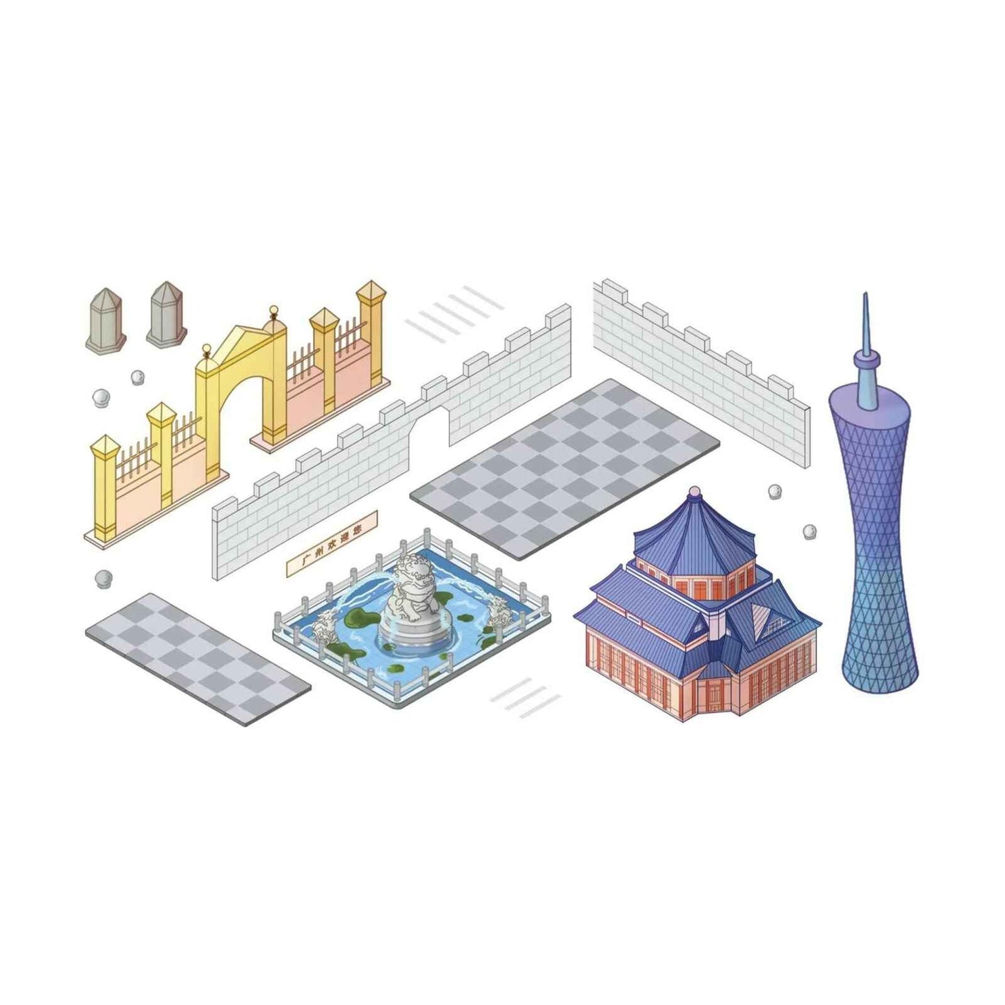 City Theme – Original Design – 3D Miniature Sticker Scenes - 2 Theme Sets: City Walk | City Sightseeing