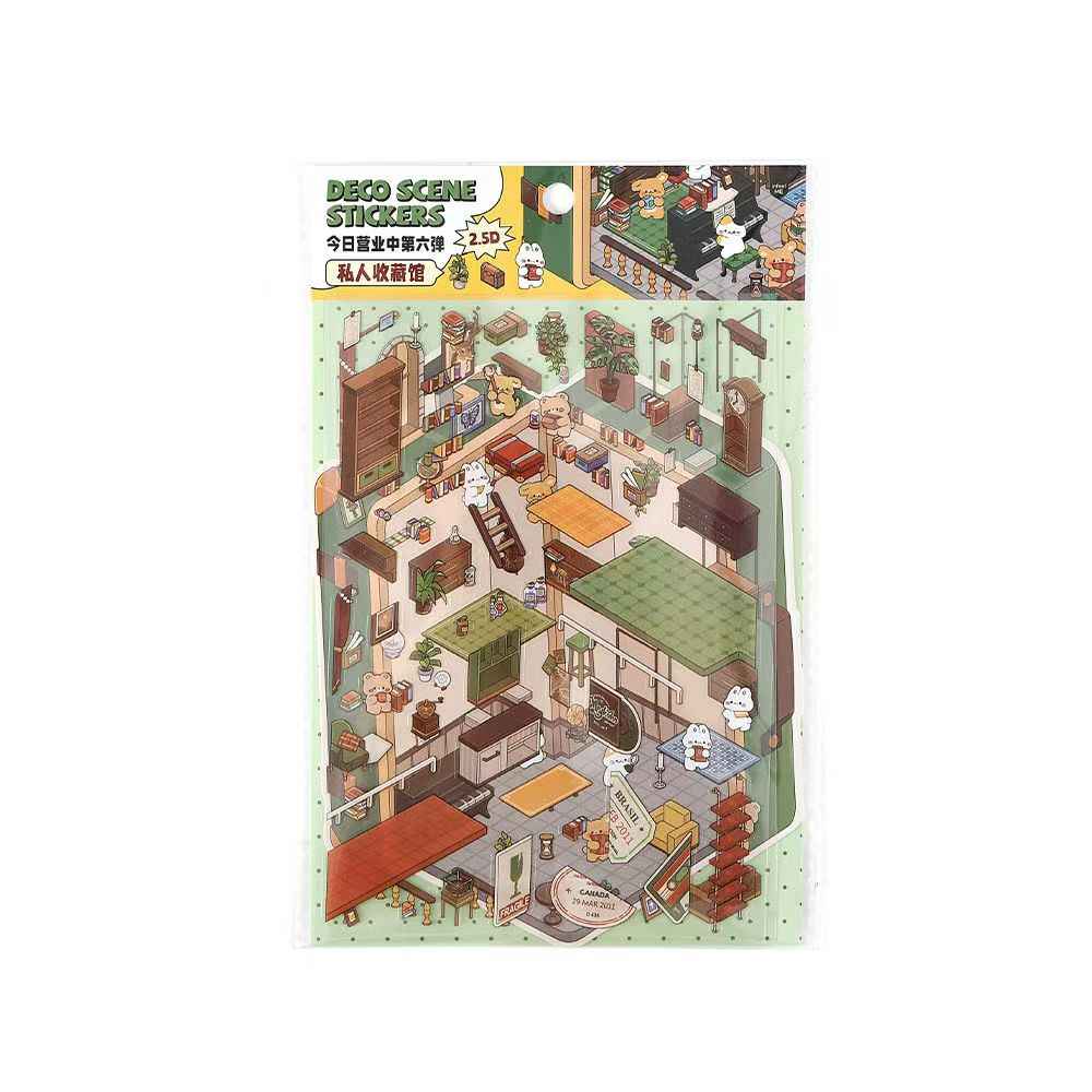Magical Realm 5.0 – Cute Bunny Boxed World 3D Sticker Scenes - 4 Theme Sets: Collection Gallery | Café | Mountain Top Camping | Gift Shop