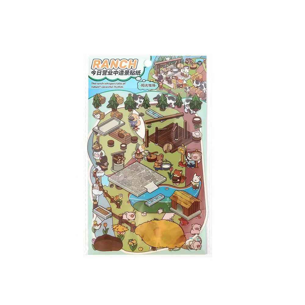 Cute Store 2-Floor 2.0 – 3D Miniature Sticker Scenes - 4 Theme Sets: Fruit Store | Four Seasons Orchard | Cheese Shop | Sunny Farm