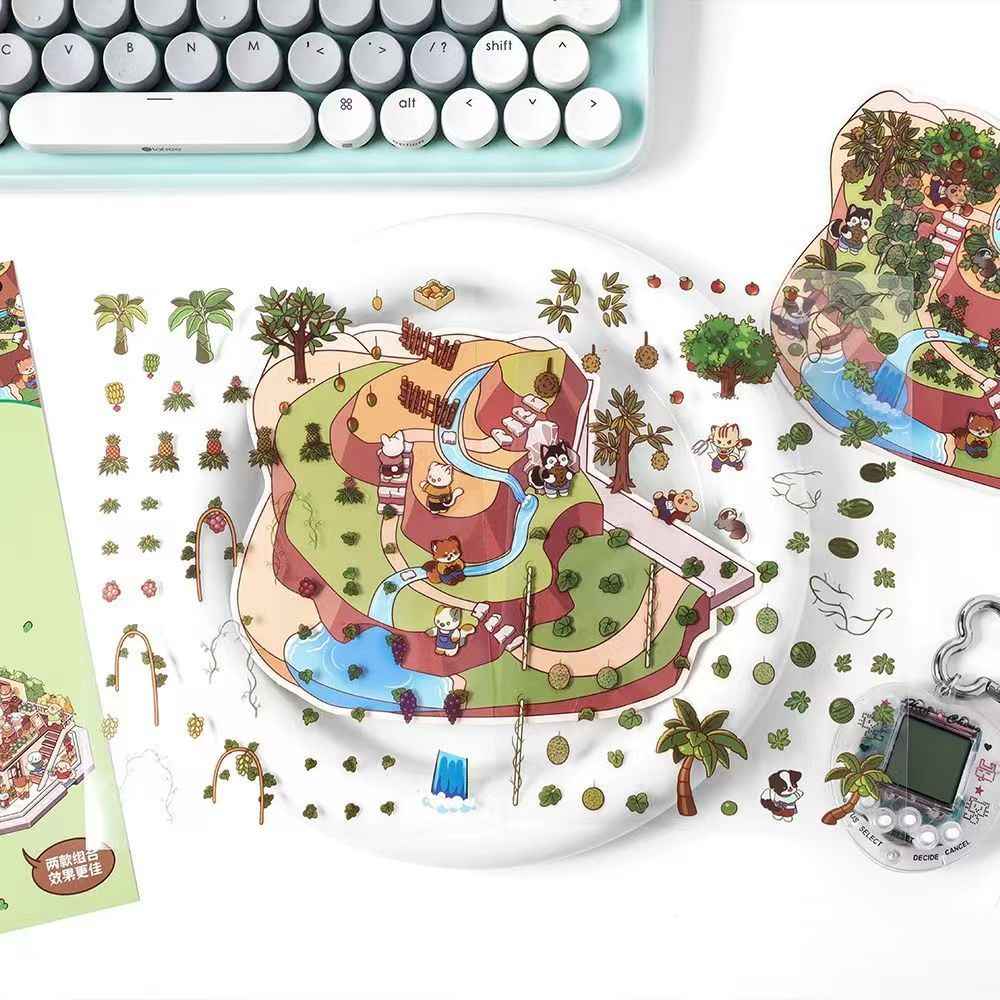 Cute Store 2-Floor 2.0 – 3D Miniature Sticker Scenes - 4 Theme Sets: Fruit Store | Four Seasons Orchard | Cheese Shop | Sunny Farm