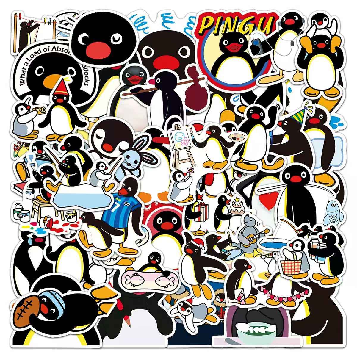 Penguin Family 50-Piece Sticker Pack | Cute Characters, DIY Crafting, Journal, Laptop, Water Bottle, Scrapbooking, Reusable, Waterproof PVC