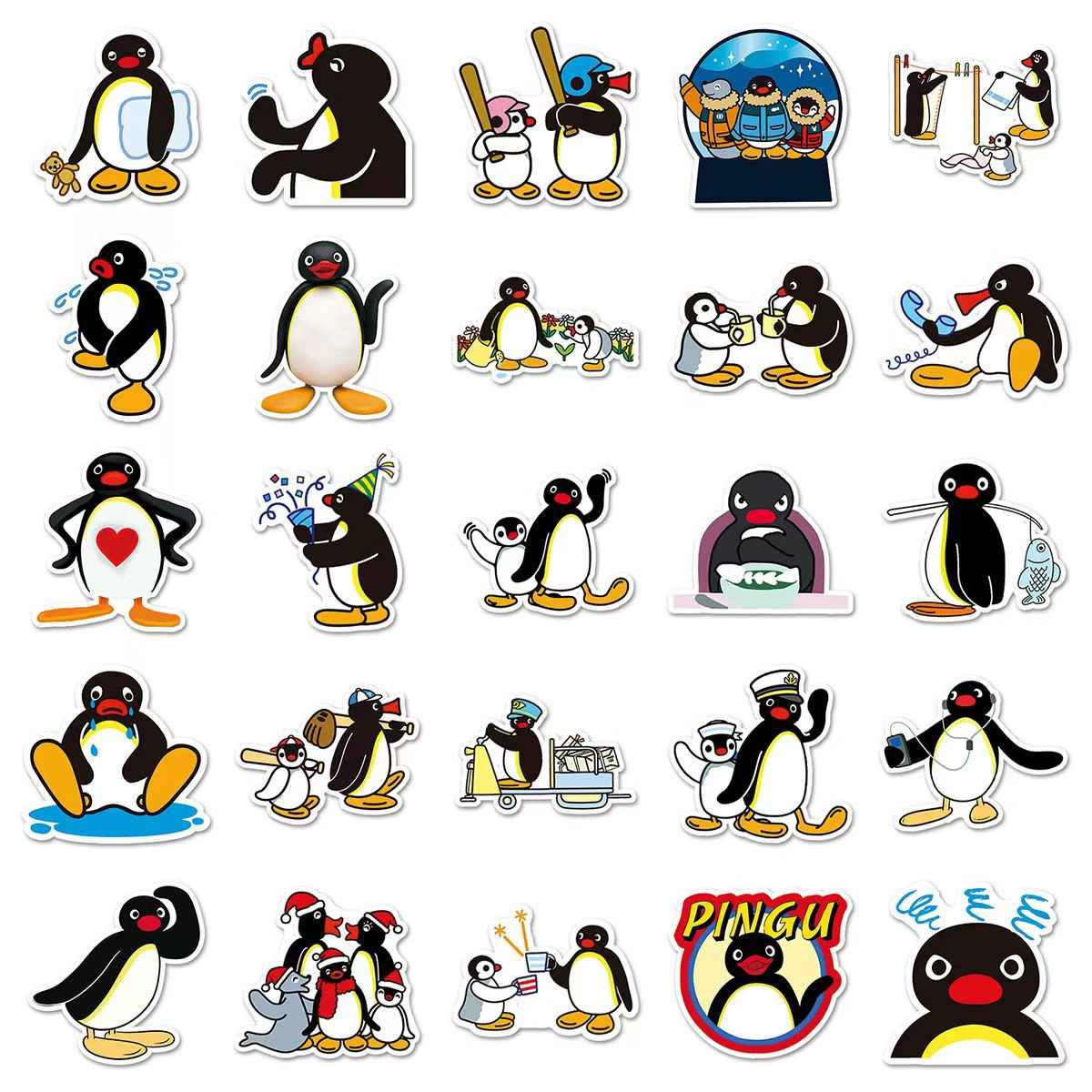 Penguin Family 50-Piece Sticker Pack | Cute Characters, DIY Crafting, Journal, Laptop, Water Bottle, Scrapbooking, Reusable, Waterproof PVC