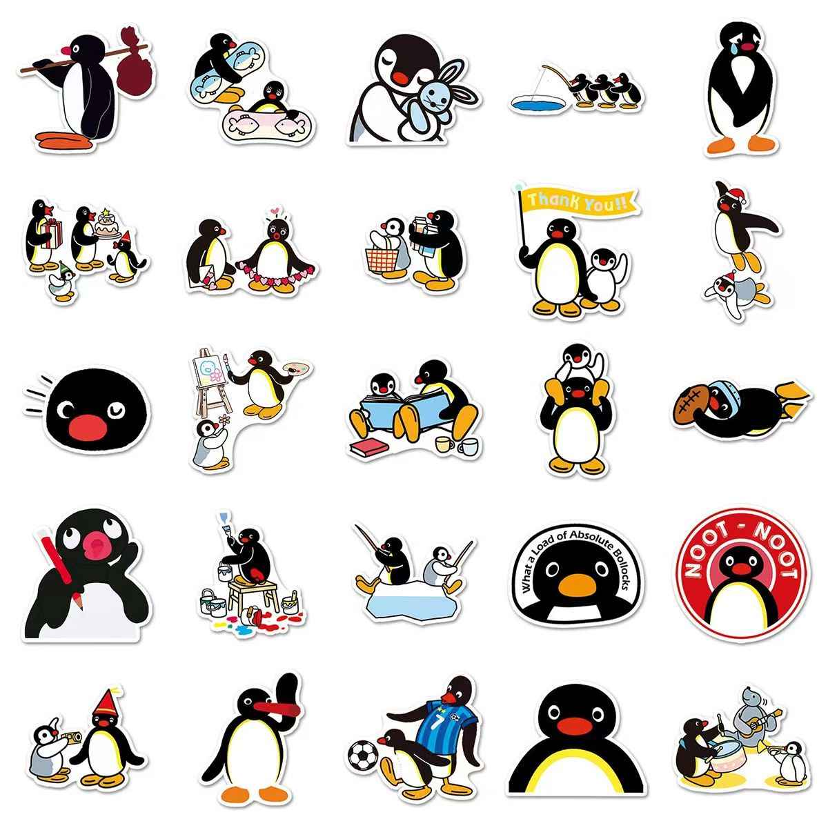 Penguin Family 50-Piece Sticker Pack | Cute Characters, DIY Crafting, Journal, Laptop, Water Bottle, Scrapbooking, Reusable, Waterproof PVC