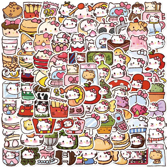 Cute Hello Kitty 90-Piece Sticker Pack | Kawaii Characters, DIY Crafting, Journal, Laptop, Water Bottle, Scrapbooking, Reusable, Waterproof PVC