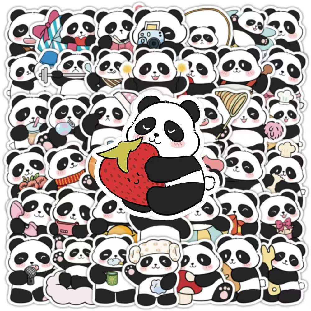 Adorable Panda Bear 50-Piece Sticker Pack | Cute Characters, DIY Crafting, Journal, Laptop, Water Bottle, Scrapbooking, Reusable, Waterproof PVC