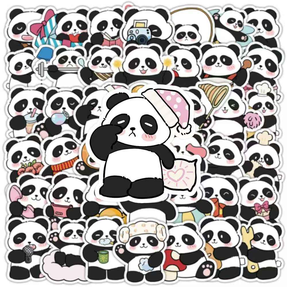 Adorable Panda Bear 50-Piece Sticker Pack | Cute Characters, DIY Crafting, Journal, Laptop, Water Bottle, Scrapbooking, Reusable, Waterproof PVC