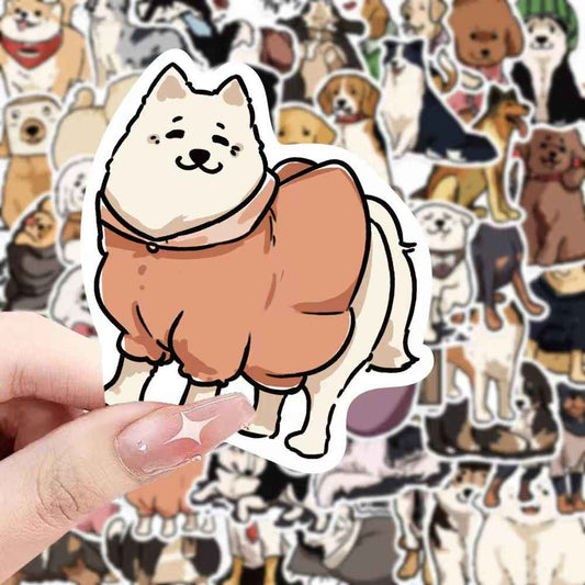 Cute Hand-Drawn Puppies 50-Piece Sticker Pack | Adorable Dog Designs, DIY Crafting, Journal, Laptop, Water Bottle, Scrapbooking, Reusable, Waterproof PVC