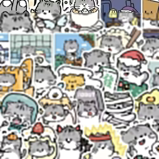 Kitten Diary 60-Piece Sticker Pack | Cute Cat Designs, DIY Crafting, Journal, Laptop, Water Bottle, Scrapbooking, Reusable, Waterproof PVC - SNSEASY