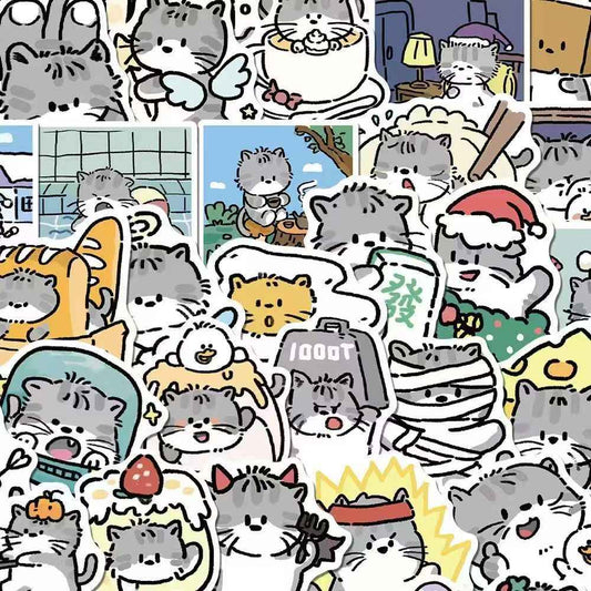 Kitten Diary 60-Piece Sticker Pack | Cute Cat Designs, DIY Crafting, Journal, Laptop, Water Bottle, Scrapbooking, Reusable, Waterproof PVC