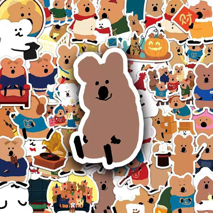 Cute Bell Pepper Bear 50-Piece Sticker Pack | Adorable Animal Designs, DIY Crafting, Journal, Laptop, Water Bottle, Scrapbooking, Reusable, Waterproof PVC