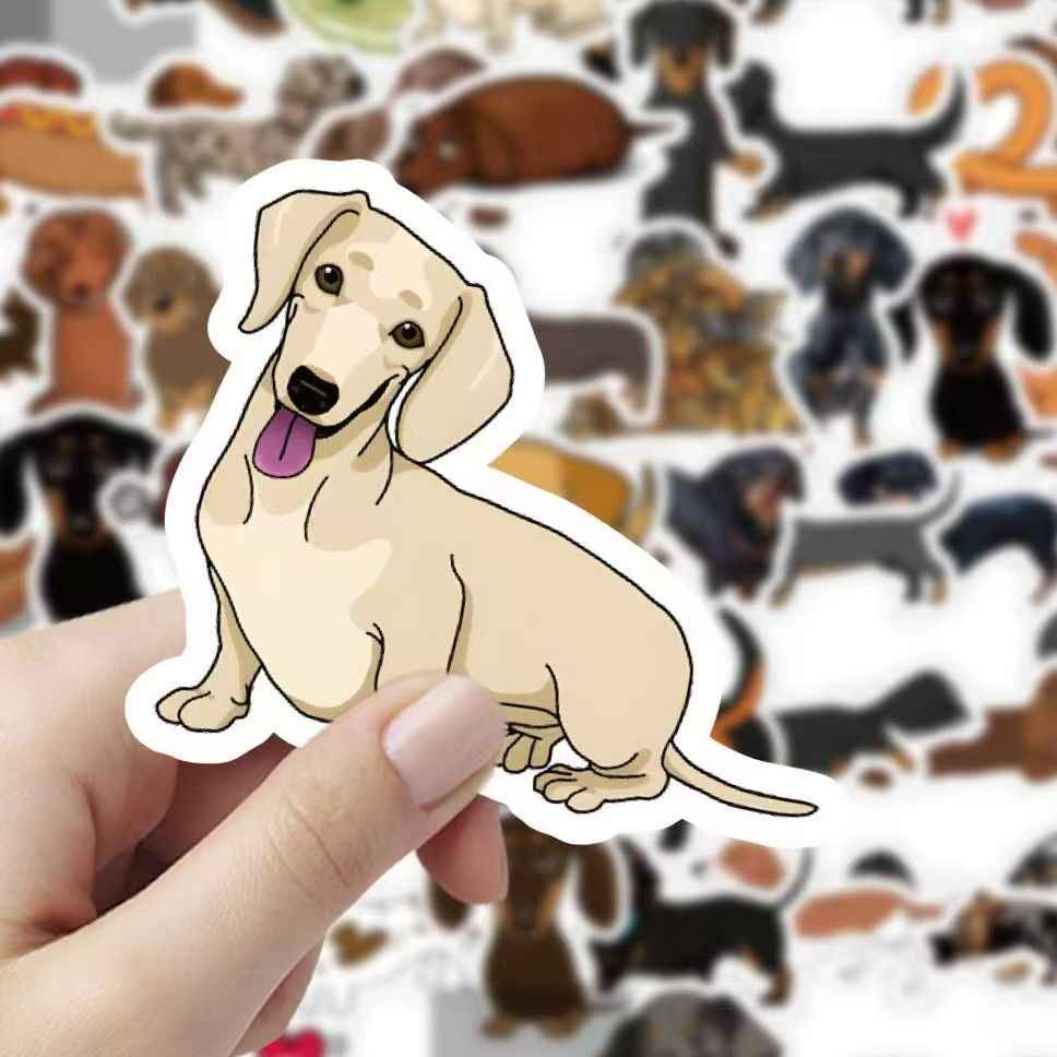 Dachshund Dog 60-Piece Sticker Pack | Cute Dog Designs, DIY Crafting, Journal, Laptop, Water Bottle, Scrapbooking, Reusable, Waterproof PVC
