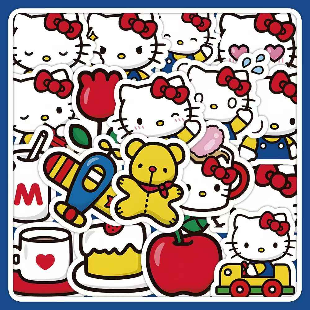 Cartoon Cute Hello Kitty 120-Piece Sticker Pack | Non-Repeating Designs, DIY Crafting, Journal, Laptop, Water Bottle, Scrapbooking, Reusable, Waterproof PVC