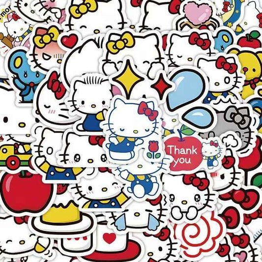 Cartoon Cute Hello Kitty 120-Piece Sticker Pack | Non-Repeating Designs, DIY Crafting, Journal, Laptop, Water Bottle, Scrapbooking, Reusable, Waterproof PVC