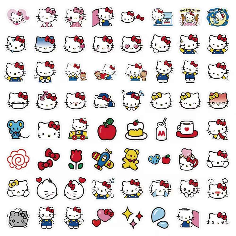Cartoon Cute Hello Kitty 120-Piece Sticker Pack | Non-Repeating Designs, DIY Crafting, Journal, Laptop, Water Bottle, Scrapbooking, Reusable, Waterproof PVC
