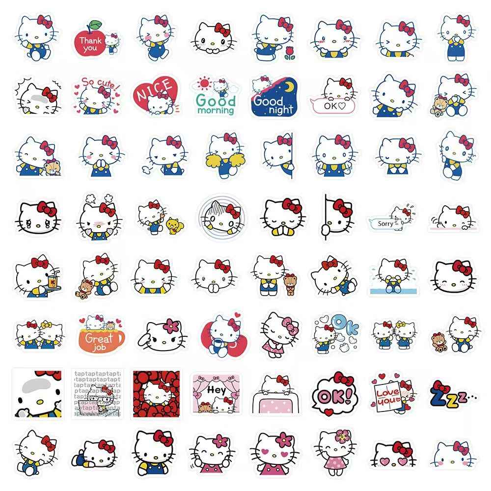 Cartoon Cute Hello Kitty 120-Piece Sticker Pack | Non-Repeating Designs, DIY Crafting, Journal, Laptop, Water Bottle, Scrapbooking, Reusable, Waterproof PVC