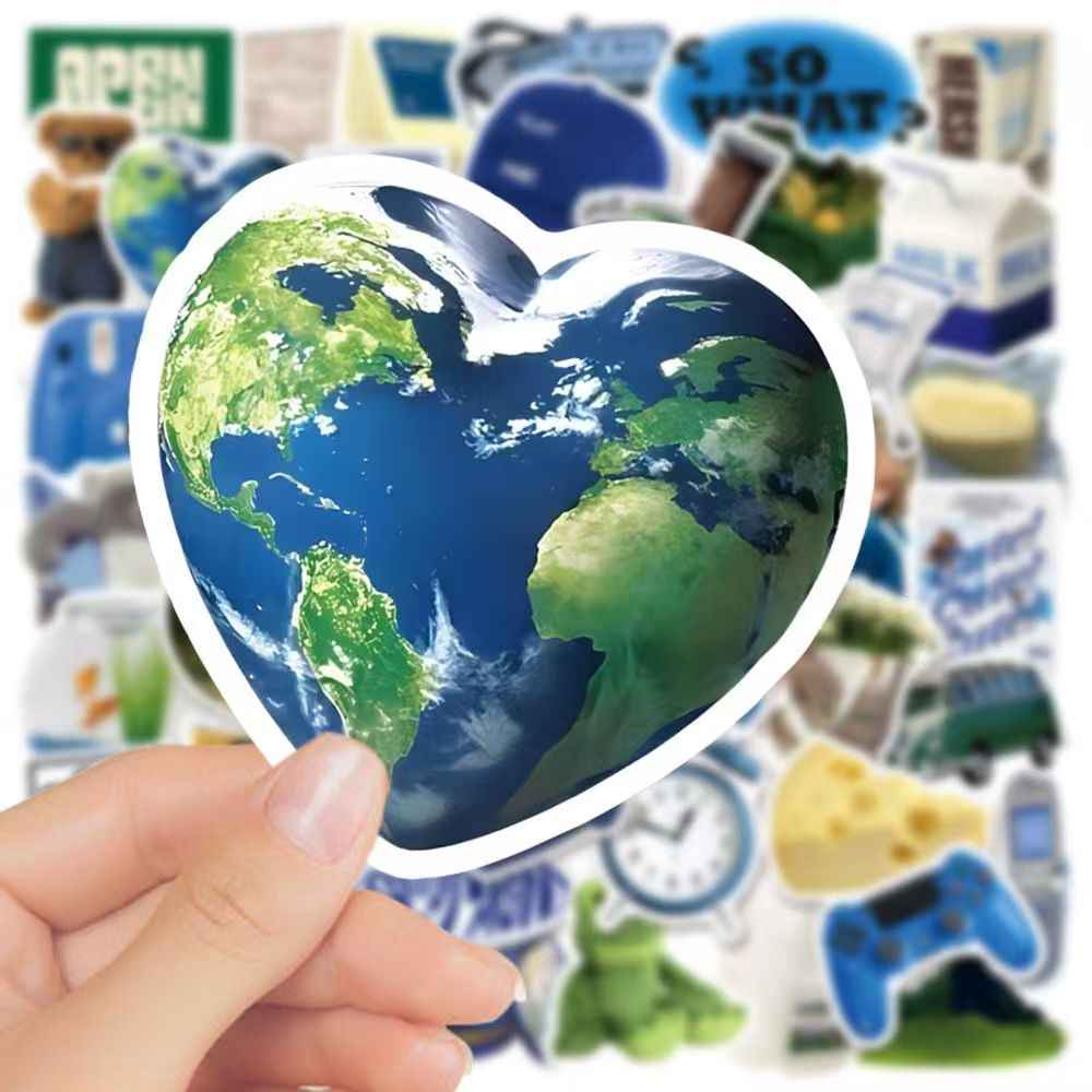Blue IKEA Style 50-Piece Sticker Pack | Non-Repeating Designs, DIY Crafting, Journal, Laptop, Water Bottle, Scrapbooking, Reusable, Waterproof PVC