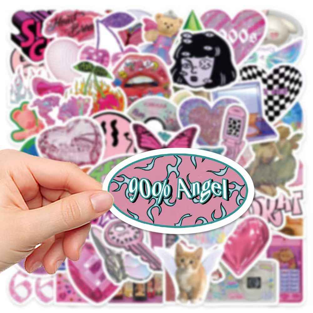Retro Vaporwave 50-Piece Sticker Pack | Non-Repeating Designs, DIY Crafting, Journal, Laptop, Water Bottle, Scrapbooking, Reusable, Waterproof PVC