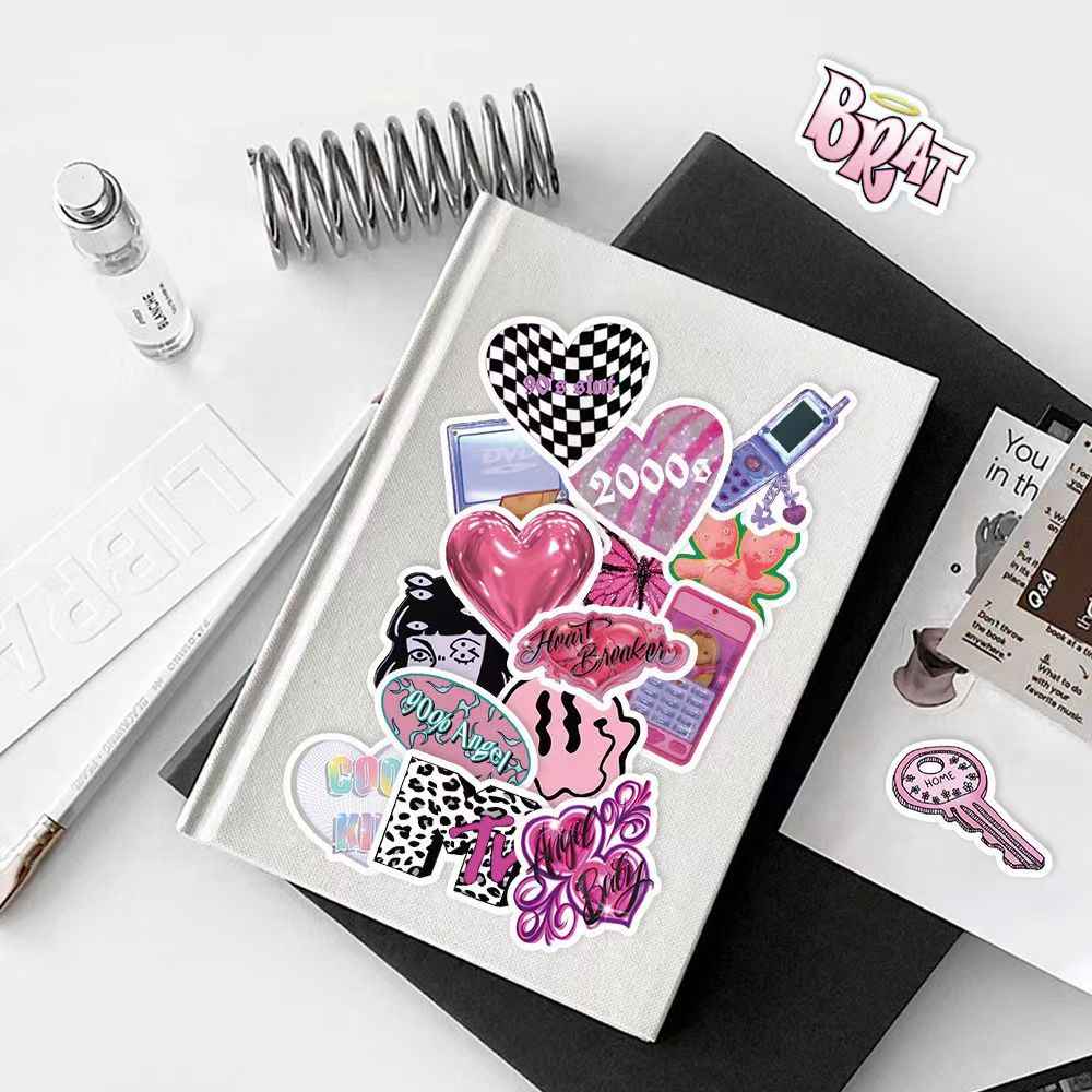 Retro Vaporwave 50-Piece Sticker Pack | Non-Repeating Designs, DIY Crafting, Journal, Laptop, Water Bottle, Scrapbooking, Reusable, Waterproof PVC
