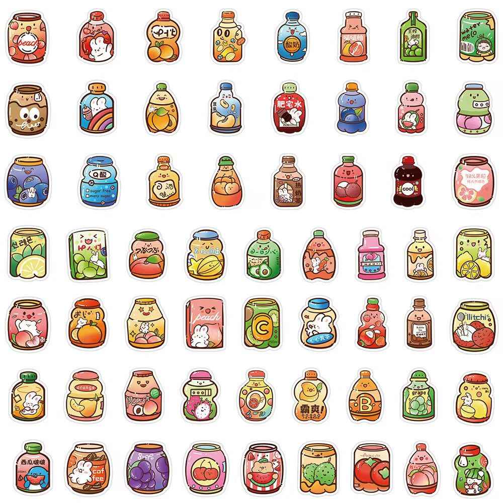 Soda & Snack Food 60-Piece Sticker Pack | Non-Repeating Designs, DIY Crafting, Journal, Laptop, Water Bottle, Scrapbooking, Reusable, Waterproof PVC