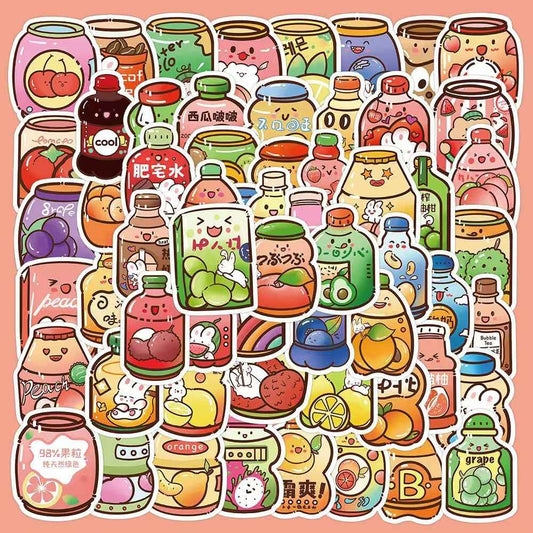 Soda & Snack Food 60-Piece Sticker Pack | Non-Repeating Designs, DIY Crafting, Journal, Laptop, Water Bottle, Scrapbooking, Reusable, Waterproof PVC
