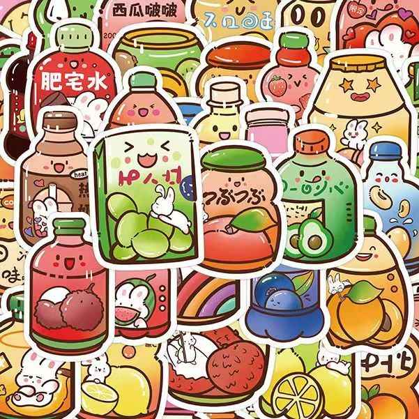 Soda & Snack Food 60-Piece Sticker Pack | Non-Repeating Designs, DIY Crafting, Journal, Laptop, Water Bottle, Scrapbooking, Reusable, Waterproof PVC