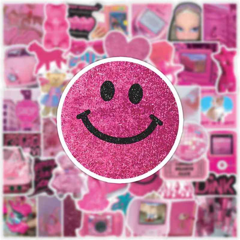 Barbie Pink 50-Piece Sticker Pack | Non-Repeating Designs, DIY Crafting, Journal, Laptop, Water Bottle, Scrapbooking, Reusable, Waterproof PVC