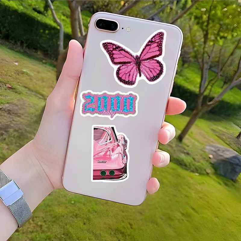 Barbie Pink 50-Piece Sticker Pack | Non-Repeating Designs, DIY Crafting, Journal, Laptop, Water Bottle, Scrapbooking, Reusable, Waterproof PVC