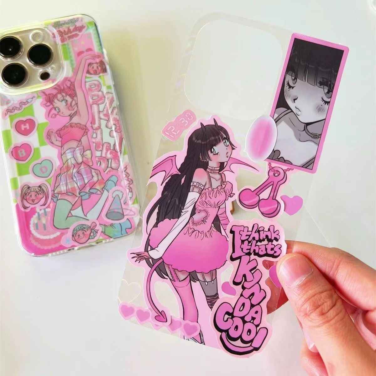Aurora Transparent Back Card 5Pcs for Apple Phone Case - Compatible with Sticker Pack for DIY Decorative