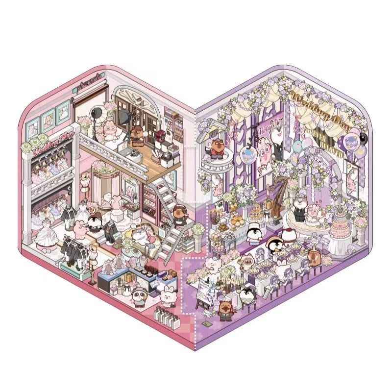 Two-Person Puzzle Edition – 3D Miniature Sticker Scenes - 2 Theme Sets: Romantic Wedding | Working Diary