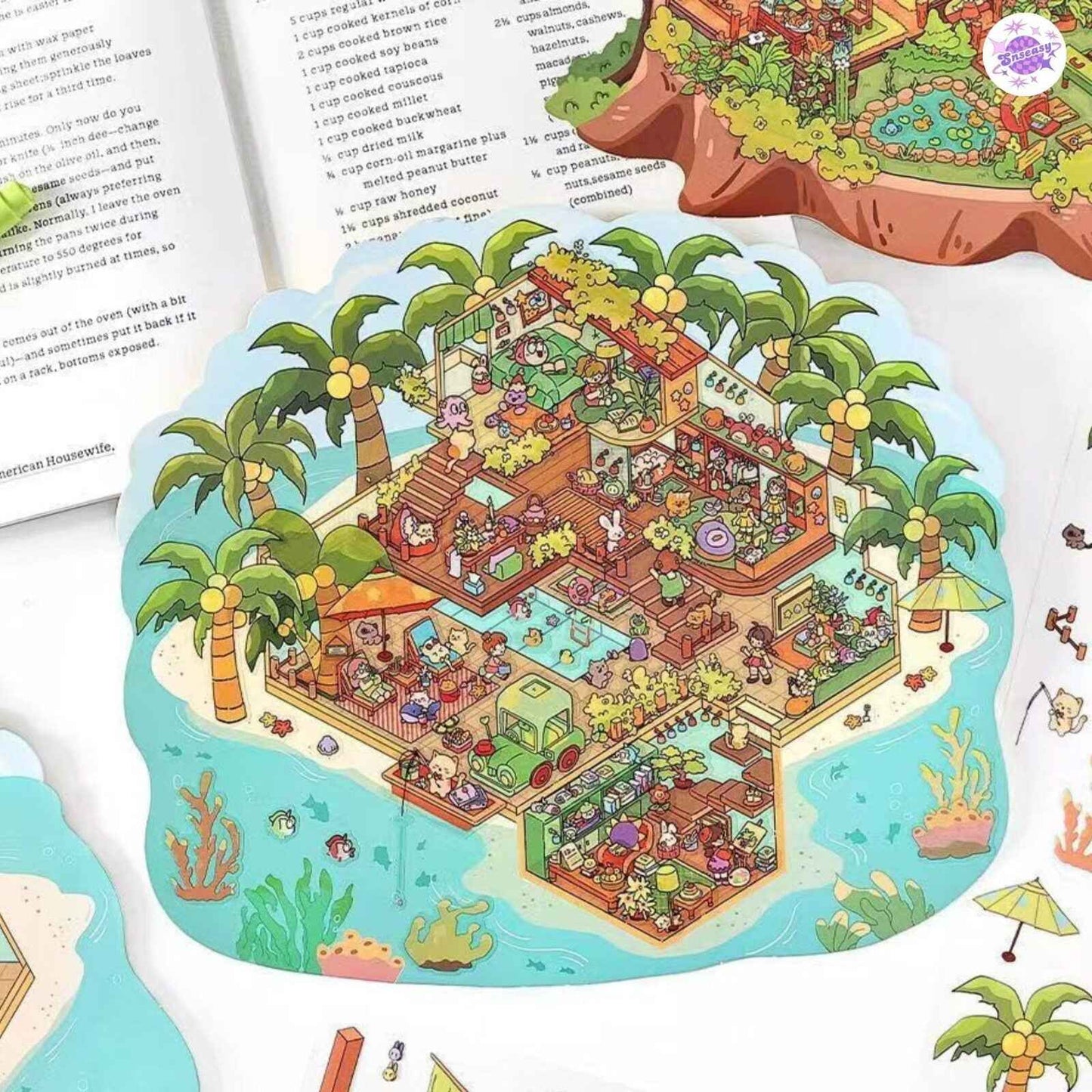My Little House – Plus 3D Miniature Scenes Sticker - 2 Theme Sets: Ocean Studio | Forest Cottage