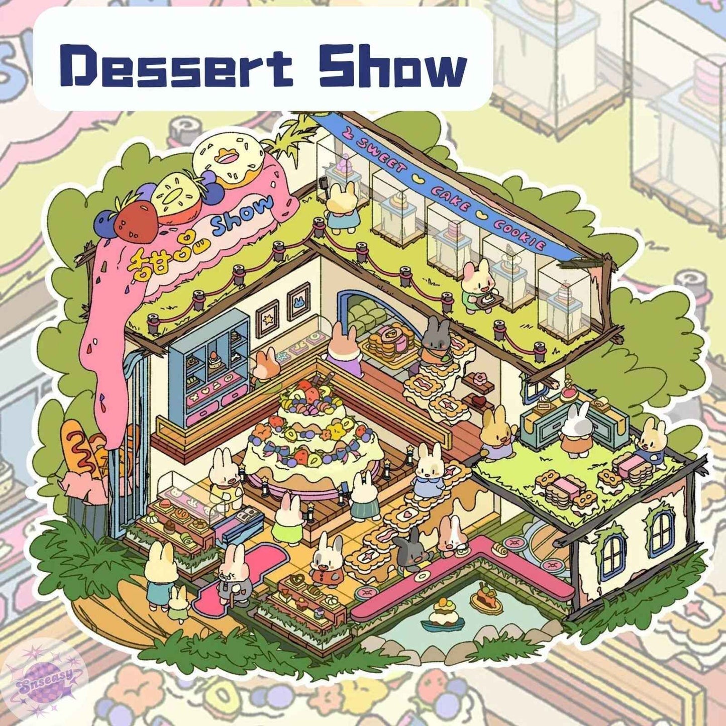 Fairy Tale Town – 3D Miniature Sticker Scenes - 4 Theme Sets: Train Station | Dessert Show| Aquarium | Amusement Park