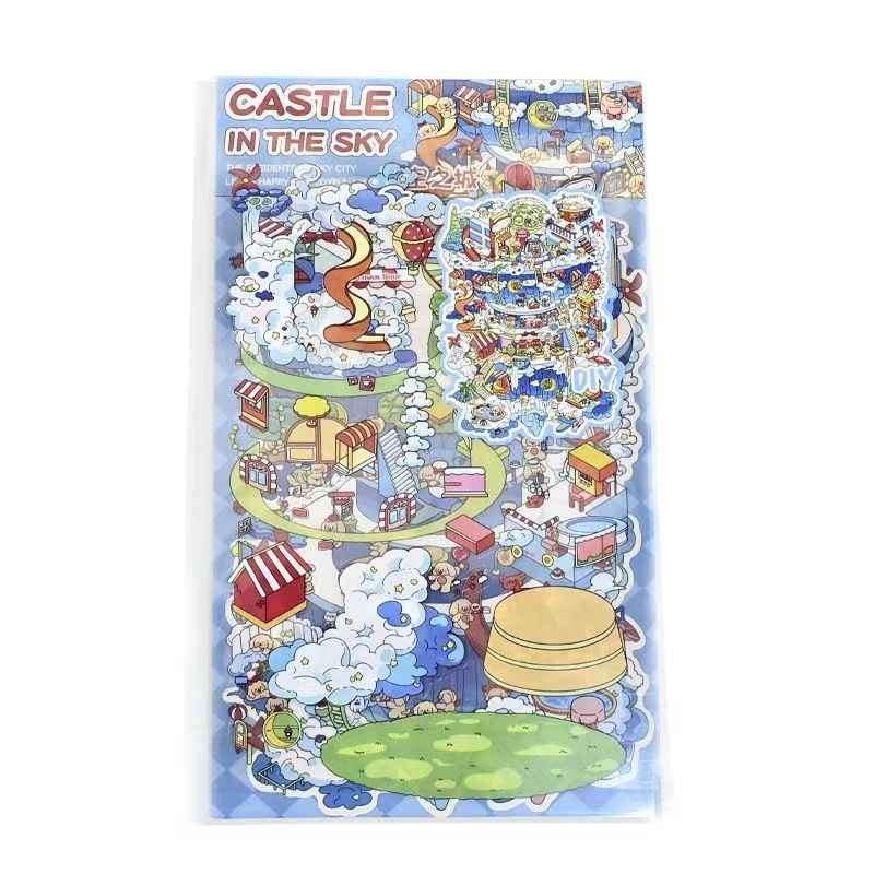 Animal Party Plus – 3D Miniature Sticker Scenes - 2 Theme Sets: Birthday Party | Sky City