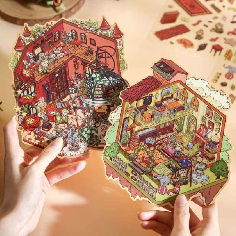 Prince Fairy Tale Book Series – 3D Miniature Sticker Scenes - 4 Theme Sets: Rose Collector | Star Museum | Galactic Spaceship | Sunset Cloud House
