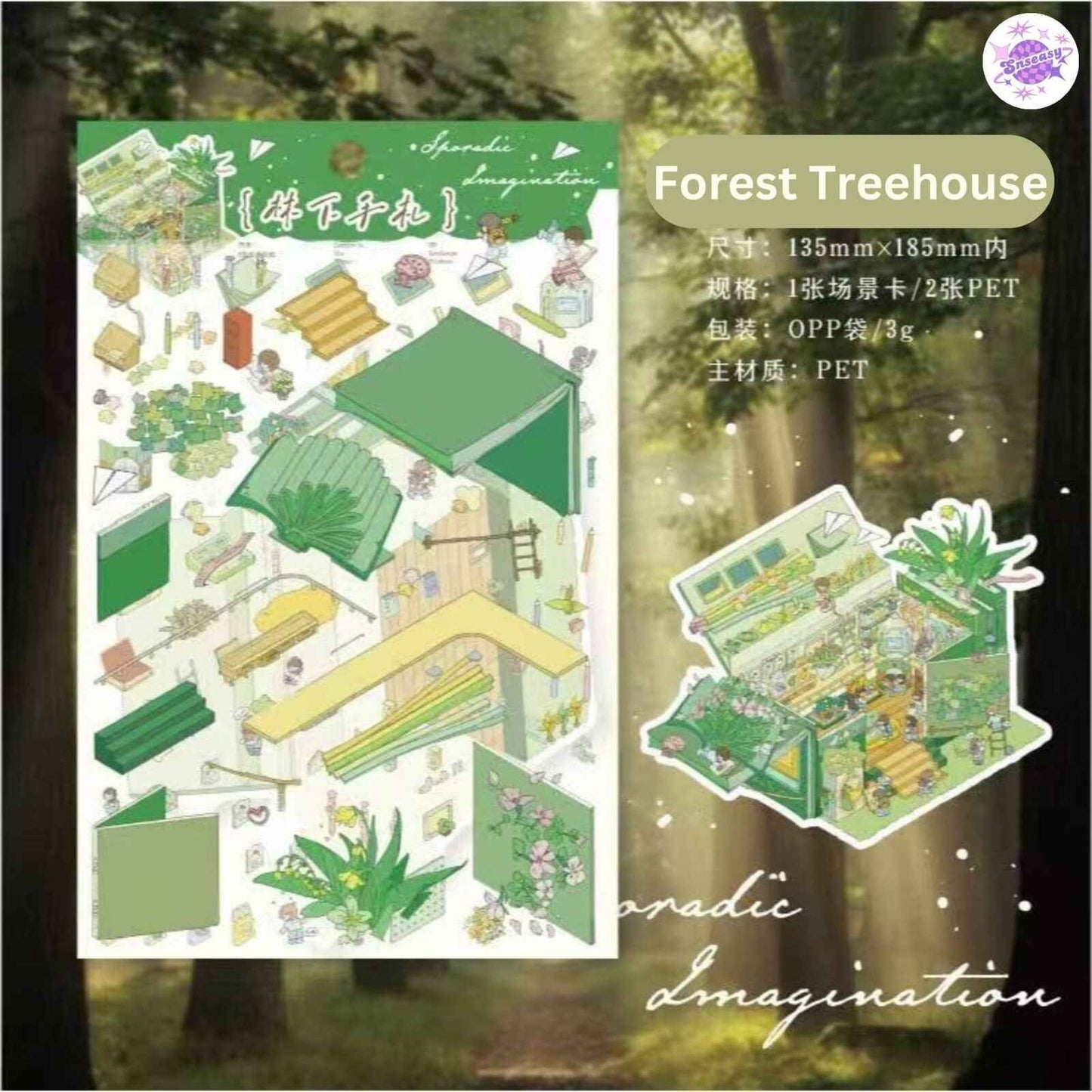 Cottage Series – 3D Miniature Sticker Scenes - 4 Theme Sets: Dollhouse | Winter Cottage | Forest Treehouse | Fairy Cottage