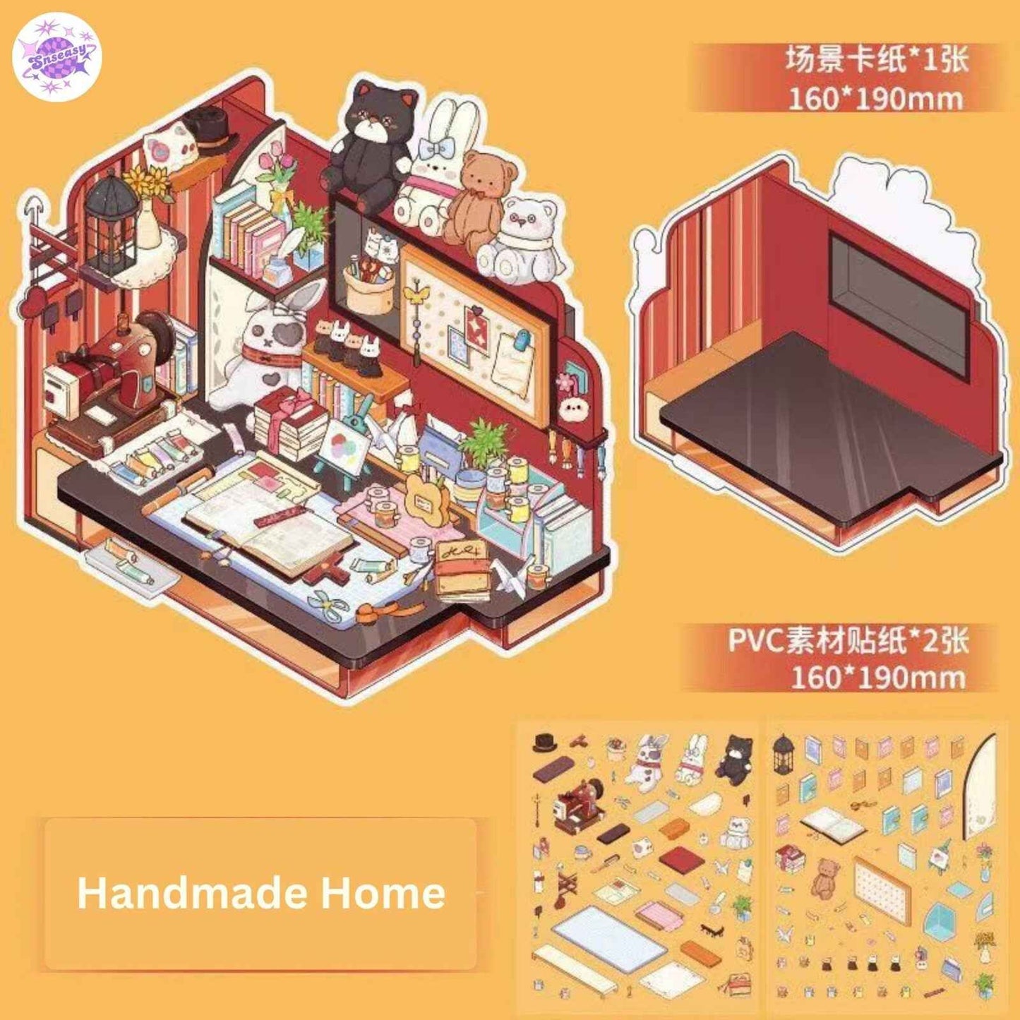 Corner Desk Series – 3D Miniature Sticker Scenes - 4 Theme Sets: Magic Tarot | Punk Desk Tower | Handmade Home | Sweetheart Vanity