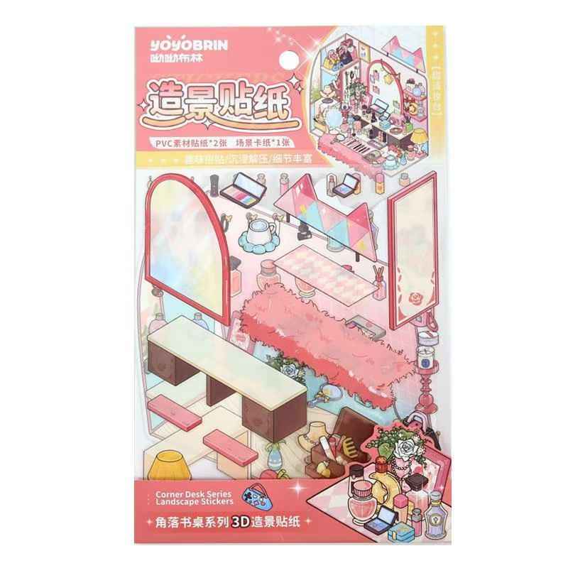 Corner Desk Series – 3D Miniature Sticker Scenes - 4 Theme Sets: Magic Tarot | Punk Desk Tower | Handmade Home | Sweetheart Vanity