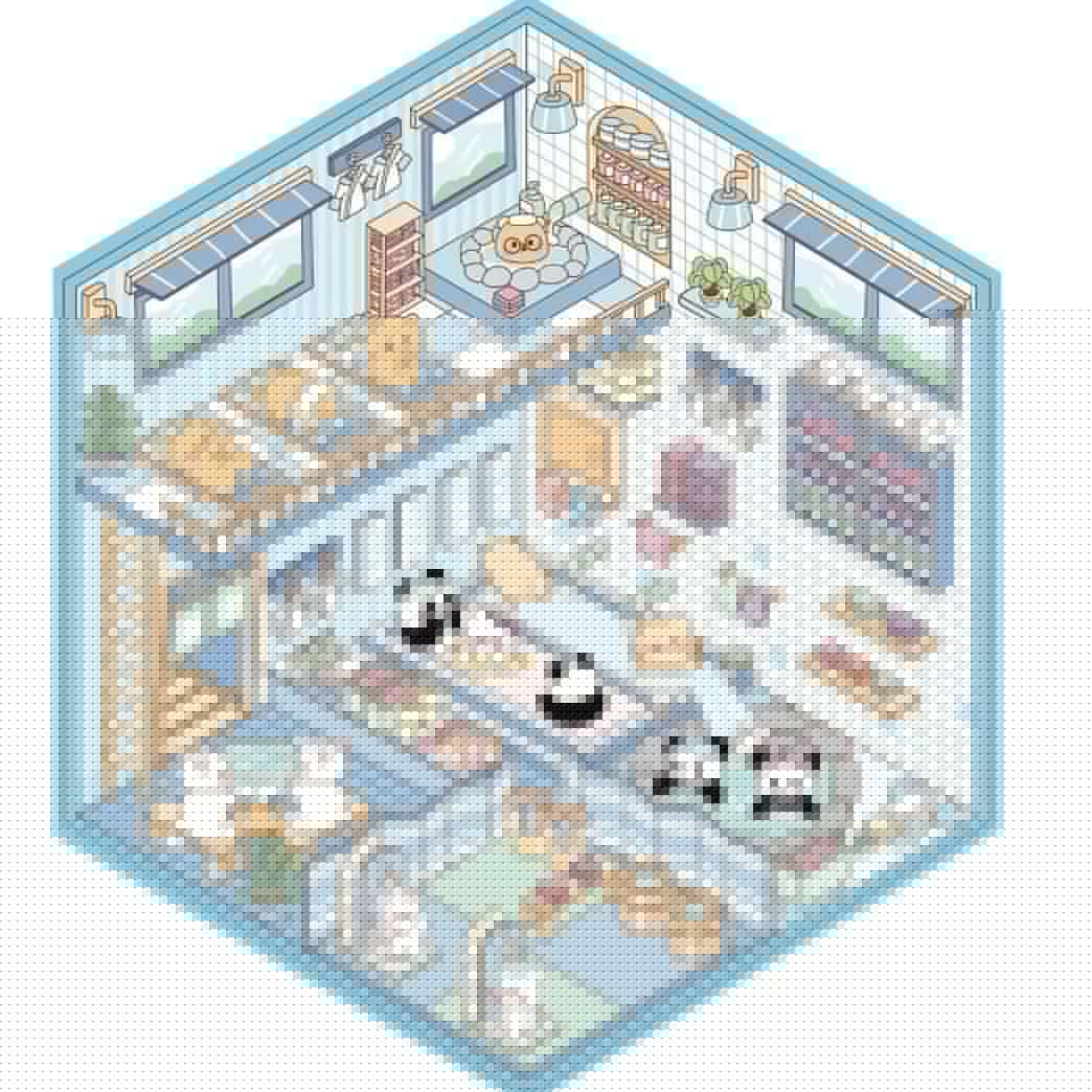 Cute Animals 11.0 – 3D Miniature Sticker Scenes - 4 Theme Sets: Aquarium | Hot Spring Shop | Burger Shop | Clothing Store - SNSEASY