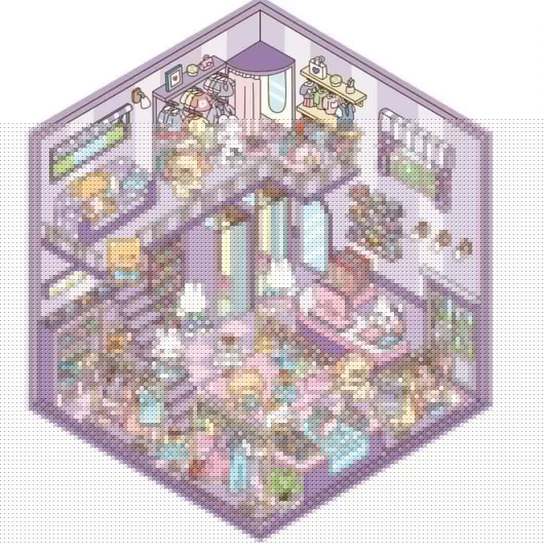 Cute Animals 11.0 – 3D Miniature Sticker Scenes - 4 Theme Sets: Aquarium | Hot Spring Shop | Burger Shop | Clothing Store - SNSEASY