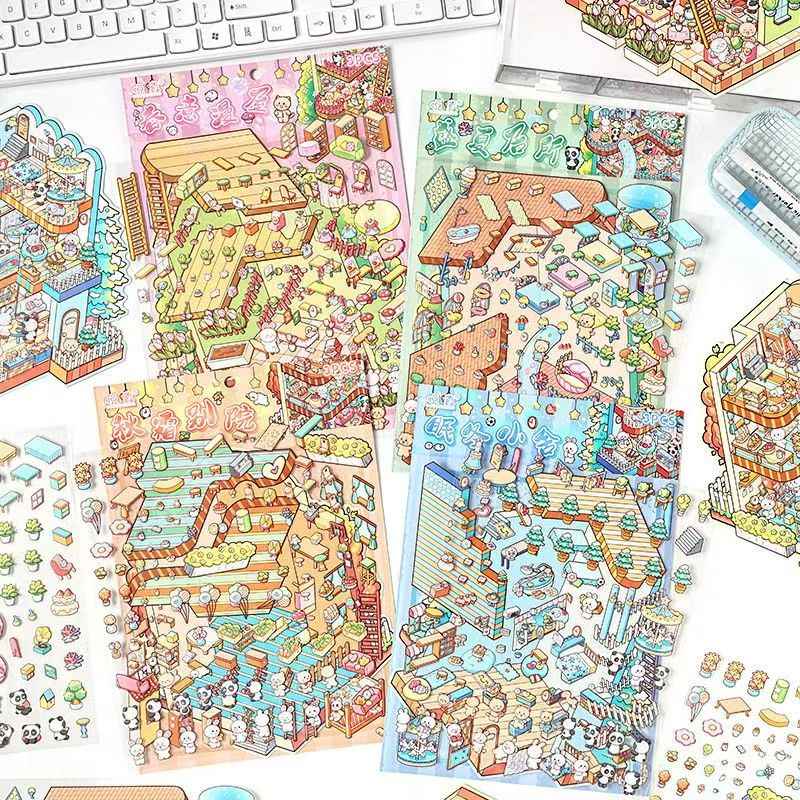 Four Seasons Cottage – 3D Miniature Sticker Scenes - 4 Theme Sets: Spring Cottage | Summer Cottage | Autumn Cottage | Winter Cottage