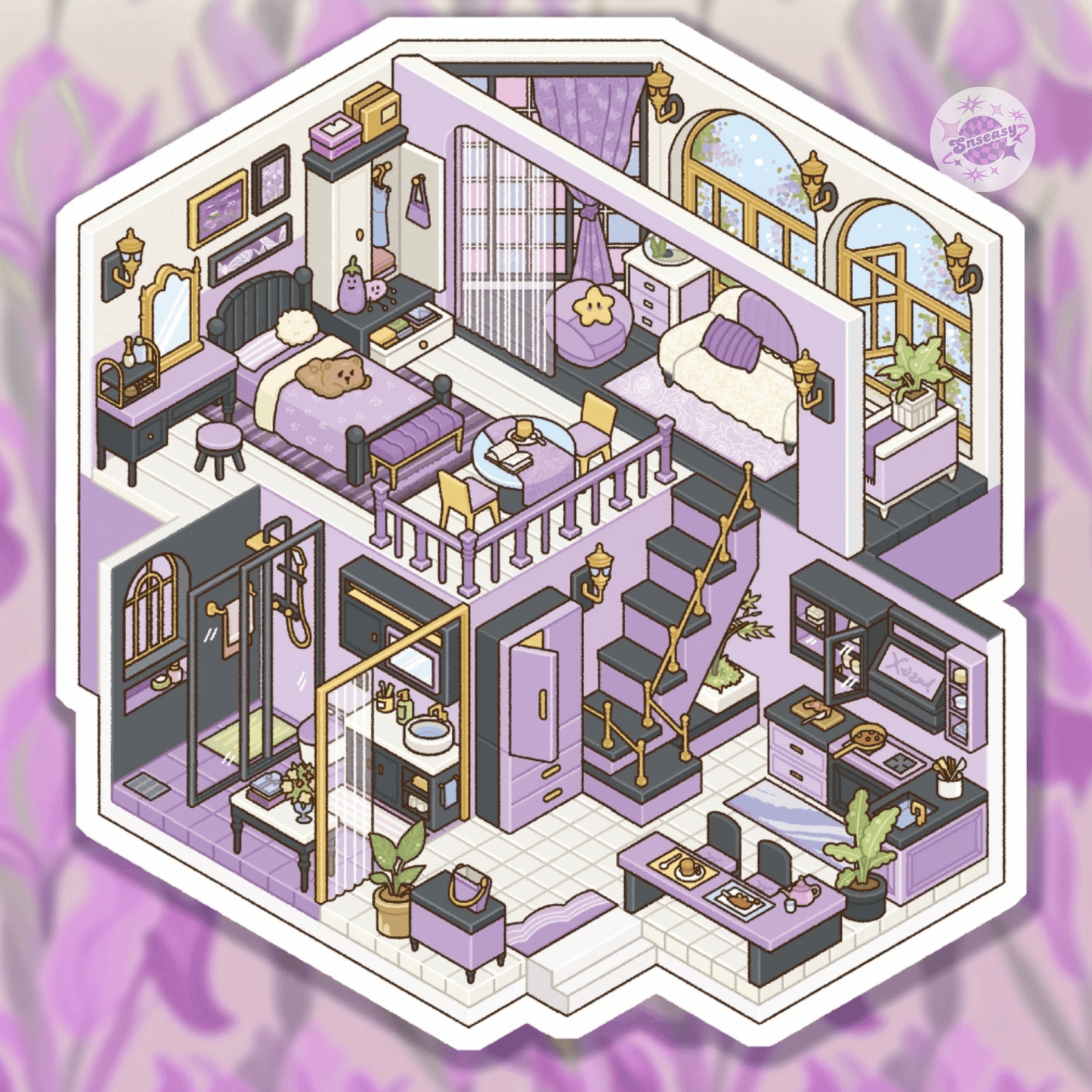 Dream Cottage – 3D Miniature Scene Stickers – 5 Theme Sets: Purple House | Blue House | Rock Cottage | European Cottage | Vintage Cottage