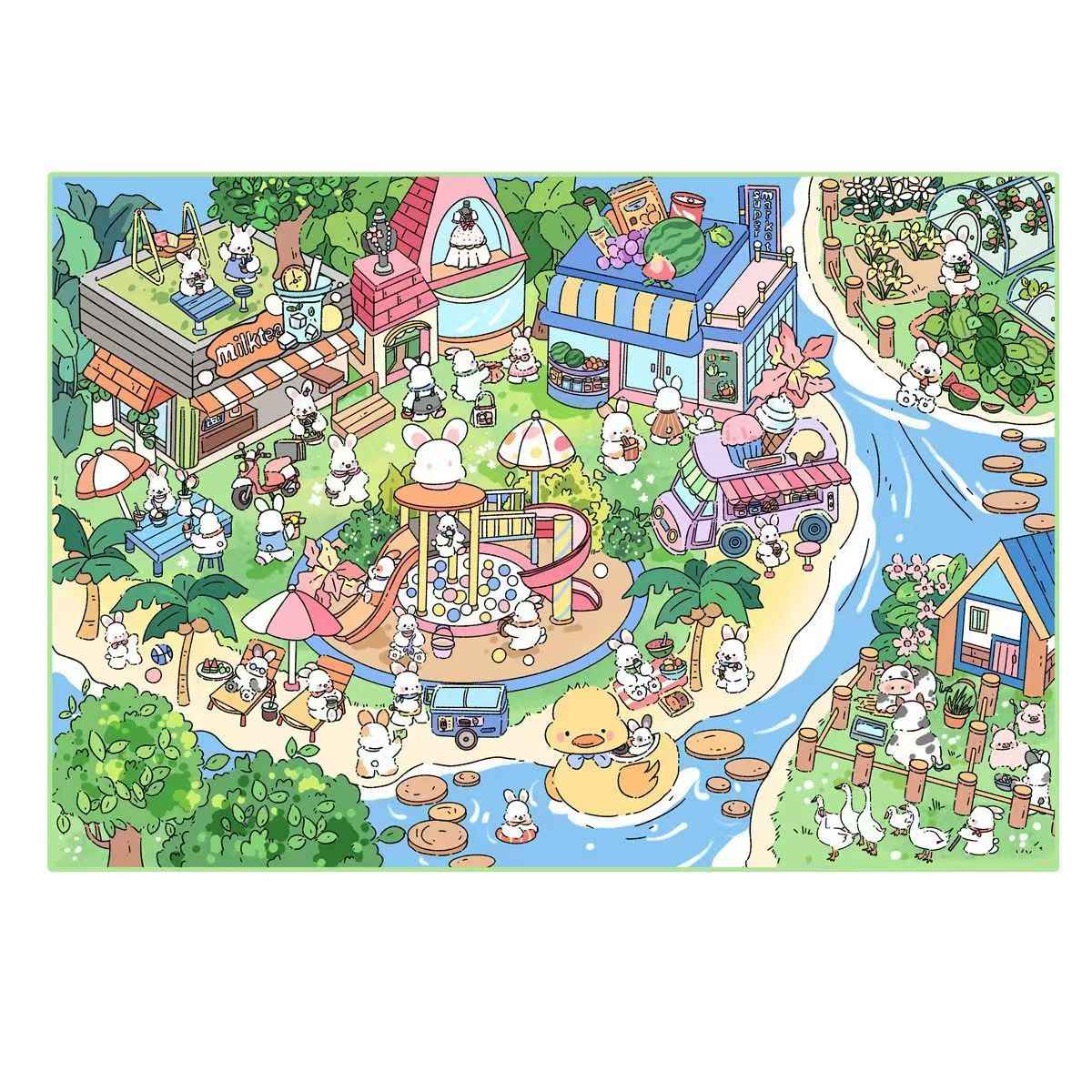 Four Seasons Town – 3D Miniature Sticker Scenes - 4 Theme Sets Heartfelt Town – Spring Green Town – Summer Harvest Town – Autumn Silver Town – Winter