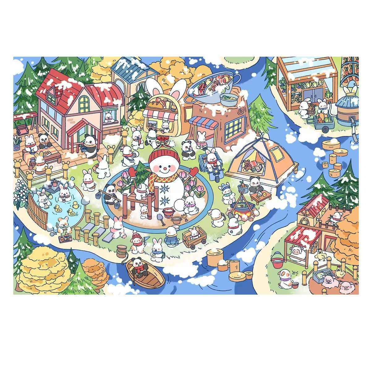 Four Seasons Town – 3D Miniature Sticker Scenes - 4 Theme Sets Heartfelt Town – Spring Green Town – Summer Harvest Town – Autumn Silver Town – Winter