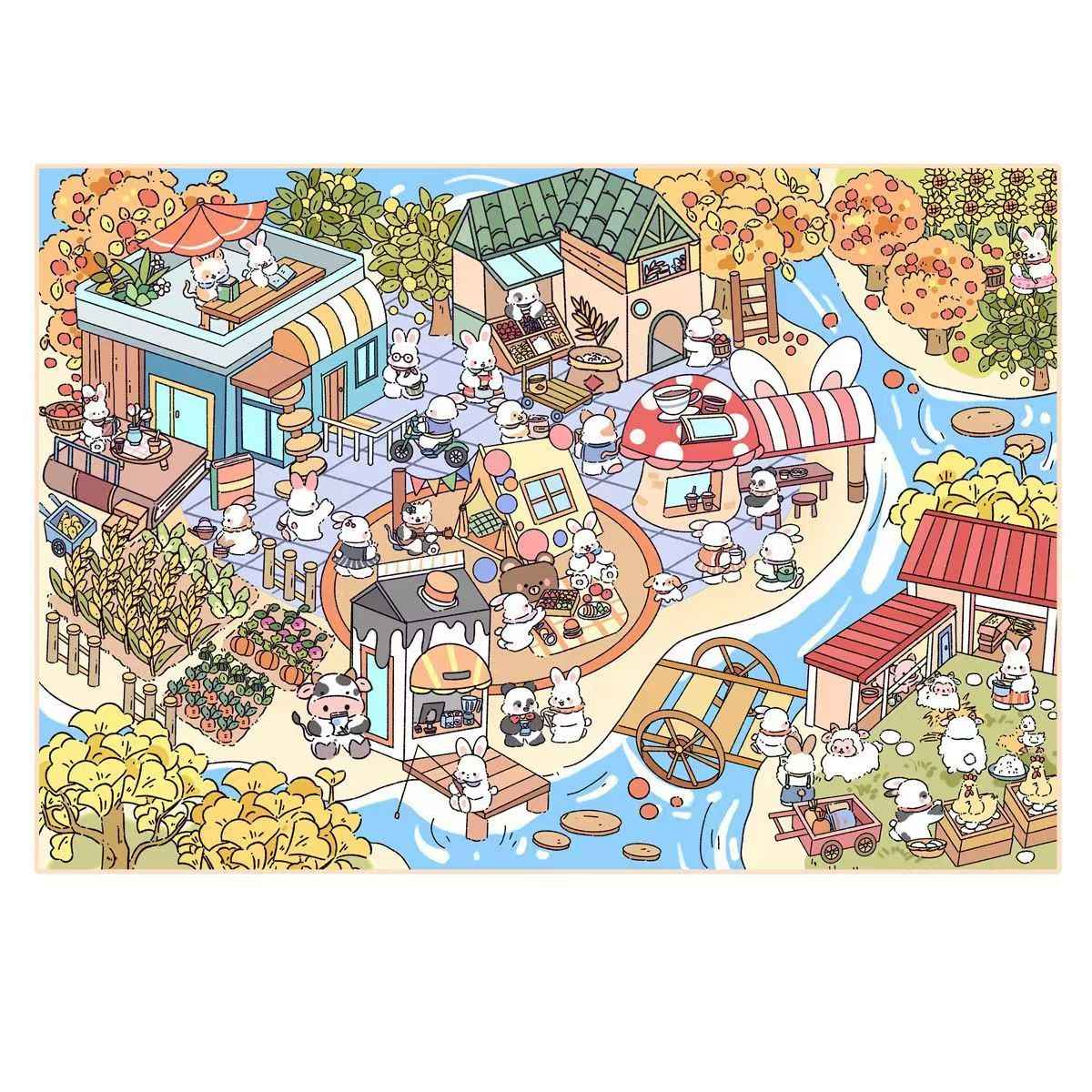 Four Seasons Town – 3D Miniature Sticker Scenes - 4 Theme Sets Heartfelt Town – Spring Green Town – Summer Harvest Town – Autumn Silver Town – Winter